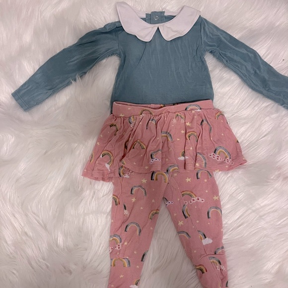 Posh Peanut Long Sleeve Peterpan Collar Bodysuit & Skirted Legging Set - Shay - Picture 2 of 2